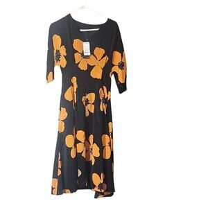 Gracia Black and Orange Floral Dress